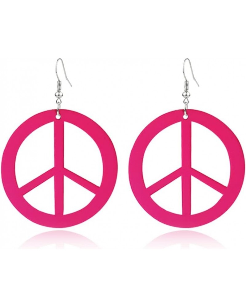 ANXIN STORE Unique Personality Lightweight Acrylic Love Peace Logo Pendant Earrings Simple Circle Cutouts 60s 70s 80s Earring...