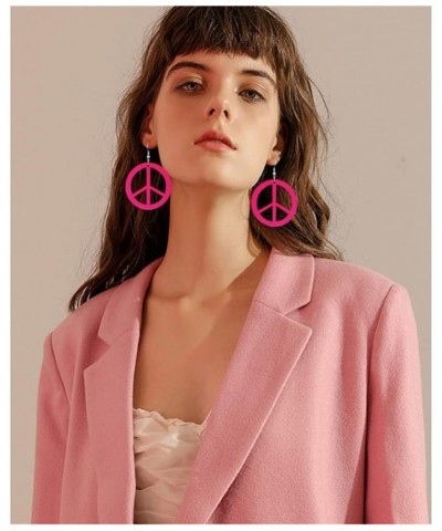 ANXIN STORE Unique Personality Lightweight Acrylic Love Peace Logo Pendant Earrings Simple Circle Cutouts 60s 70s 80s Earring...