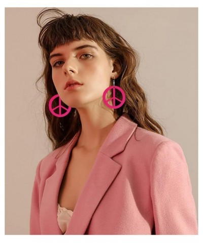 ANXIN STORE Unique Personality Lightweight Acrylic Love Peace Logo Pendant Earrings Simple Circle Cutouts 60s 70s 80s Earring...