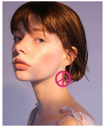 ANXIN STORE Unique Personality Lightweight Acrylic Love Peace Logo Pendant Earrings Simple Circle Cutouts 60s 70s 80s Earring...