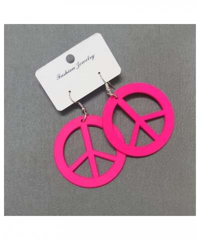 ANXIN STORE Unique Personality Lightweight Acrylic Love Peace Logo Pendant Earrings Simple Circle Cutouts 60s 70s 80s Earring...