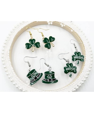 St. Patrick's Day Earrings for Women Girls Shamrock Irish Earrings Hat Green Earrings for Irish Holiday C $7.69 Earrings