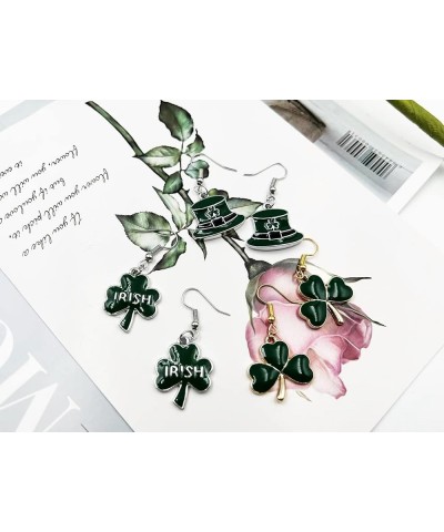 St. Patrick's Day Earrings for Women Girls Shamrock Irish Earrings Hat Green Earrings for Irish Holiday C $7.69 Earrings