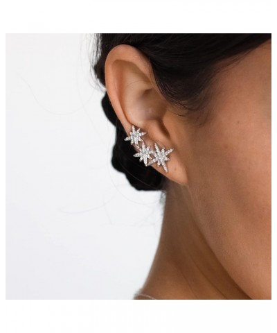 3 Star Constellation Ear Climber Crawler Earrings White Gold Plating $10.20 Earrings