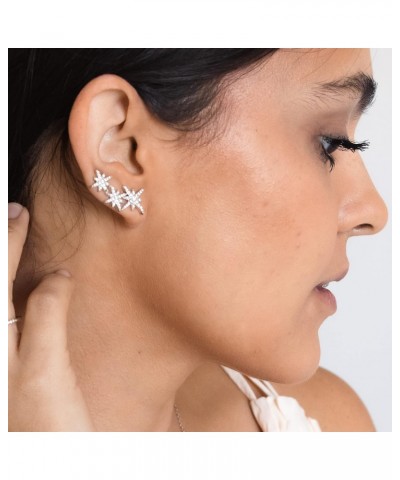 3 Star Constellation Ear Climber Crawler Earrings White Gold Plating $10.20 Earrings