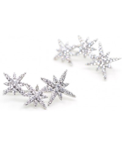 3 Star Constellation Ear Climber Crawler Earrings White Gold Plating $10.20 Earrings