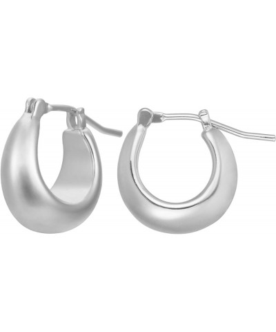 18K Gold Plated Sterling Silver Small Gold Hoop Earrings for Women Mini Dome - Silver $13.49 Earrings