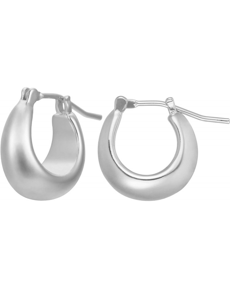 18K Gold Plated Sterling Silver Small Gold Hoop Earrings for Women Mini Dome - Silver $13.49 Earrings