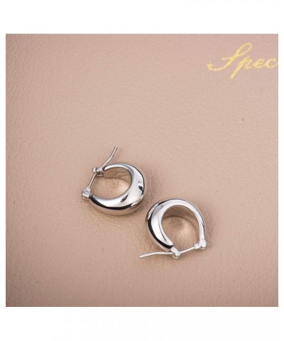 18K Gold Plated Sterling Silver Small Gold Hoop Earrings for Women Mini Dome - Silver $13.49 Earrings