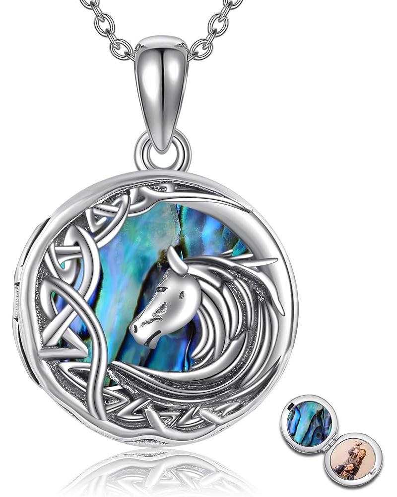 Horseshoe Horse Necklace 925 Sterling Silver Celtic Knot Horse Pendant Lucky Horse Jewelry Gifts for Women Girls… Locket $21....