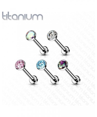 Dynamique Implant Grade Titanium Threadless Push in Labret With Bezel Set CZ Ball Top (Sold Per Piece) T:1.2mm L:8mm S:3mm Au...