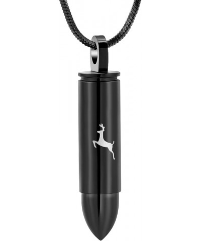 Deer Bullet Cremation Urn Necklace for Ashes Stainless Steel Memorial Cremation Jewelry for Loved One's Ashes Pendant Black $...