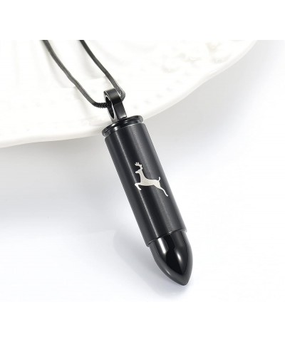 Deer Bullet Cremation Urn Necklace for Ashes Stainless Steel Memorial Cremation Jewelry for Loved One's Ashes Pendant Black $...