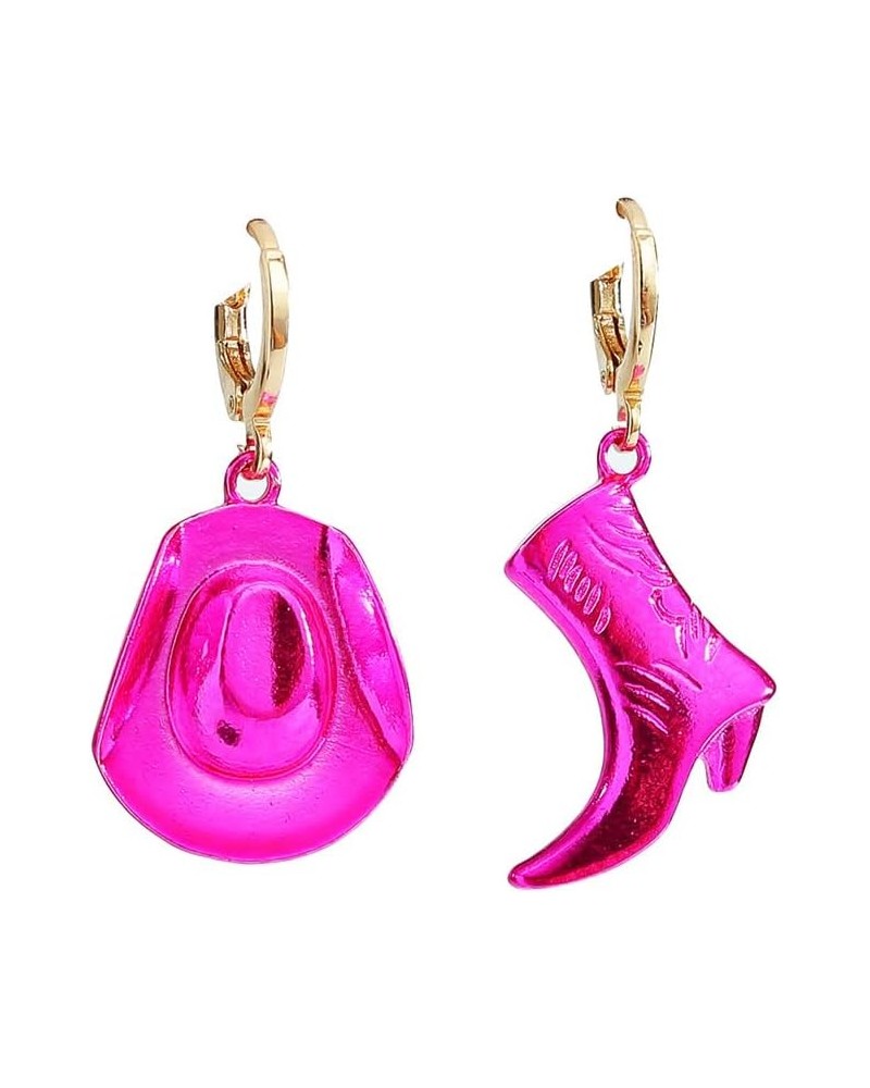 Cute Western Cowgirl Cowboy Boot Hat Drop Dangle Earrings Pink Enamel Love Heart Y2k for Women Girls Party Fancy Rodeos Dress...