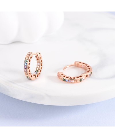 14K Gold Plated Hoop Earrings for Women, 14K Rose Gold Plated Cubic Zirconia Huggie Earrings Gold Drop Dangle Earrings Jewelr...