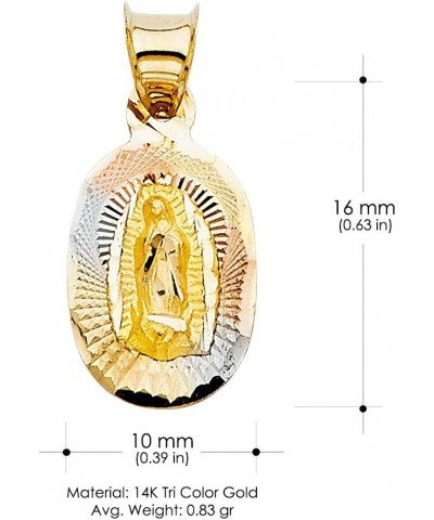 14K Tri Color Gold Diamond Cut Our Lady of Guadalupe Stamp Charm Pendant with 0.9mm Wheat Chain Necklace 20.0 Inches $99.88 N...