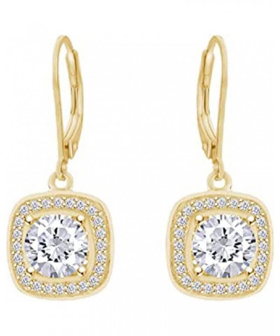 2.50 Ct Round Cut Created Diamond Halo Drop & Dangle Earrings 14k Yellow Gold Plated 925 Sterling Silver $39.60 Earrings