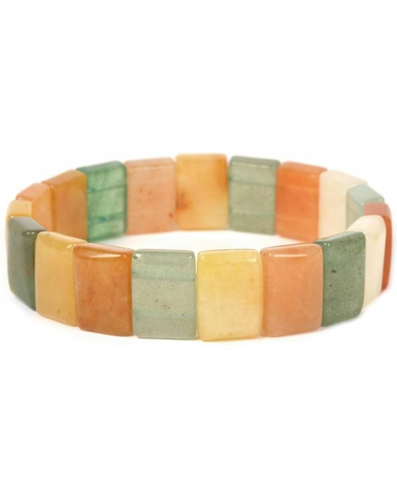 Gem Semi Precious Gemstone 12mm Rectangle Beads Stretch Bracelet 7 Inches Multi-color Aventurine 14mm Rectangle $12.64 Bracelets