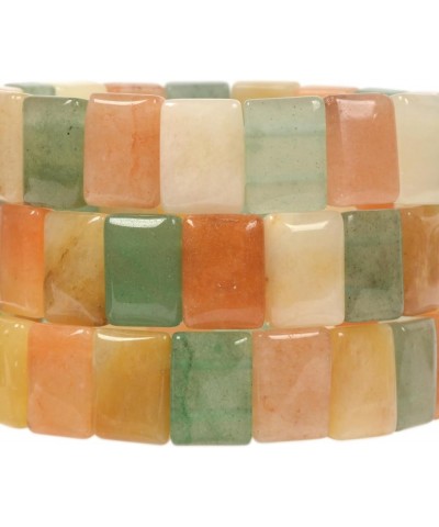 Gem Semi Precious Gemstone 12mm Rectangle Beads Stretch Bracelet 7 Inches Multi-color Aventurine 14mm Rectangle $12.64 Bracelets