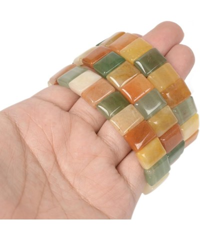 Gem Semi Precious Gemstone 12mm Rectangle Beads Stretch Bracelet 7 Inches Multi-color Aventurine 14mm Rectangle $12.64 Bracelets