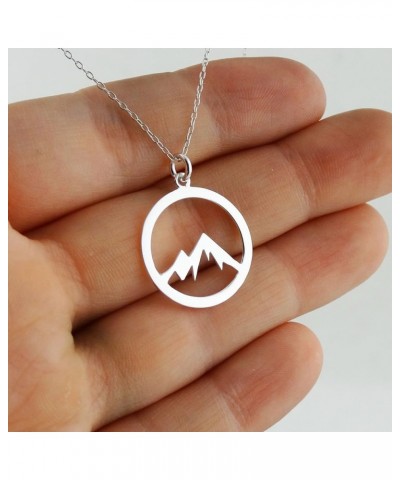 Mountain Pendant Necklaces for Men and Women Silver Circle Outline $19.74 Necklaces