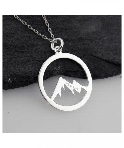 Mountain Pendant Necklaces for Men and Women Silver Circle Outline $19.74 Necklaces