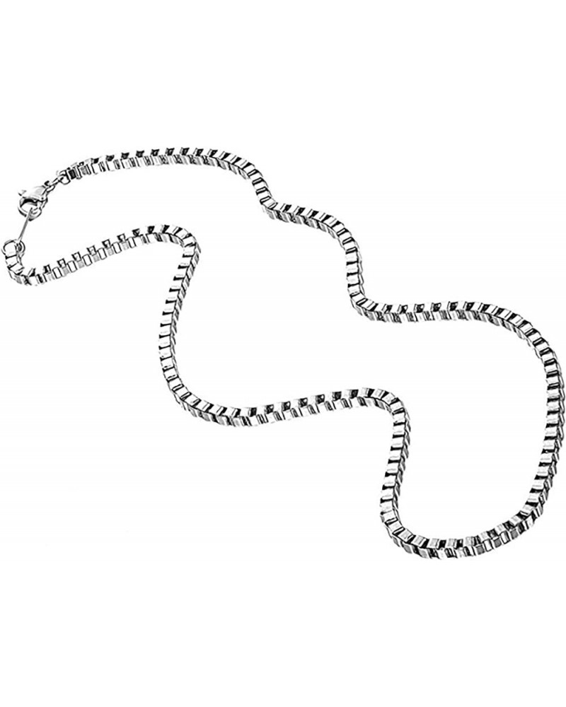 Stainless Steel Square Box Chain Link Necklace White 2.4mm wide 16.0 Inches $10.99 Necklaces