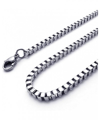 Stainless Steel Square Box Chain Link Necklace White 2.4mm wide 16.0 Inches $10.99 Necklaces