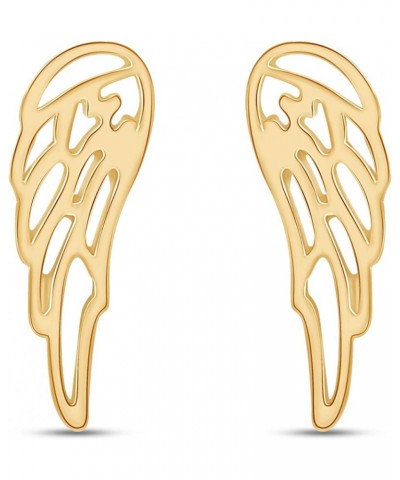 Angel Wings Stud Earrings In 14K Gold Over Sterling Silver yellow-gold-plated-silver $13.97 Earrings