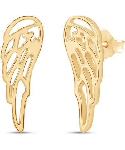 Angel Wings Stud Earrings In 14K Gold Over Sterling Silver yellow-gold-plated-silver $13.97 Earrings