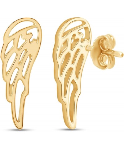 Angel Wings Stud Earrings In 14K Gold Over Sterling Silver yellow-gold-plated-silver $13.97 Earrings