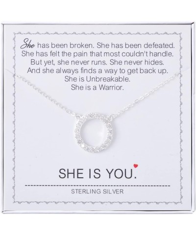 Necklace for women Girls Sterling Silver Circles Necklace Courage Strength Necklace Warriors Gifts Ideas Warrior $14.57 Neckl...