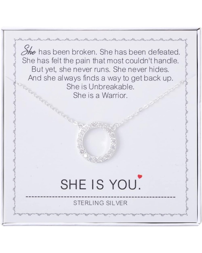 Necklace for women Girls Sterling Silver Circles Necklace Courage Strength Necklace Warriors Gifts Ideas Warrior $14.57 Neckl...