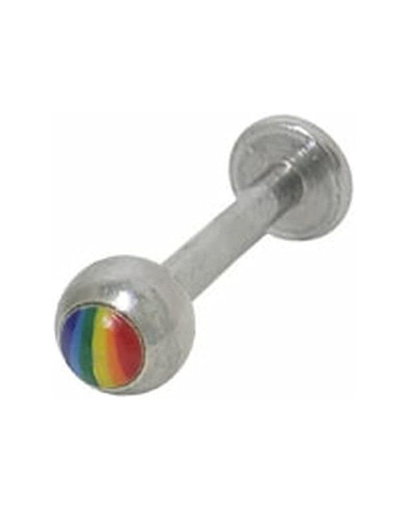 Labret Monroe Lip Piercing Jewelry, Rainbow Logo Bead, 14 Gauge Thickness, Length 8mm- 5/16 inch, High-Grade Stainless Surgic...