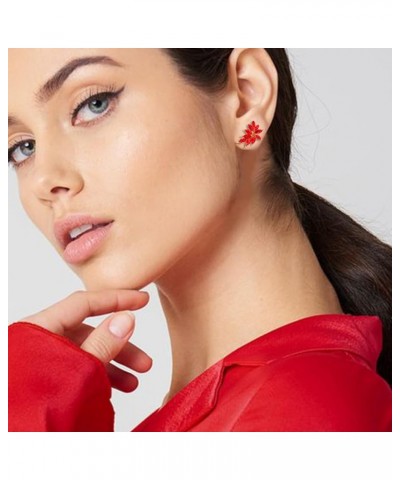 Small Rhinestone Stud Earrings Dainty Marquise Crystal Cluster Earring for Women Girls Wedding Bride Prom Red/Gold tone $9.71...