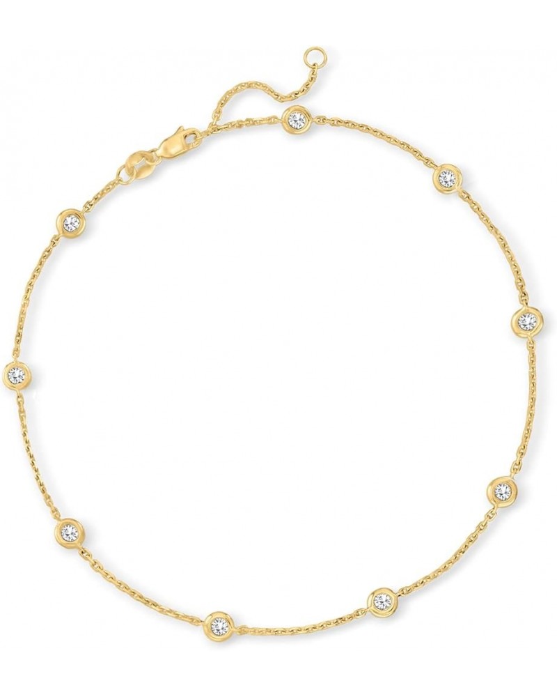 14kt Gold Bezel-Set Diamond Station Anklet .50 ct. t.w. in Yellow Gold 9.0 Inches $245.00 Anklets