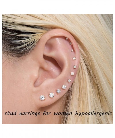 7 Pairs Flat Back Stud Earrings Set for Women, Hypoallergenic Surgical Steel Cubic Zirconia Earrings Studs for Lobe Cartilage...