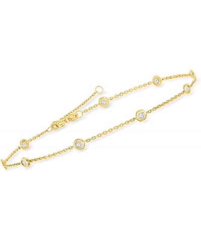 14kt Gold Bezel-Set Diamond Station Anklet .50 ct. t.w. in Yellow Gold 9.0 Inches $245.00 Anklets