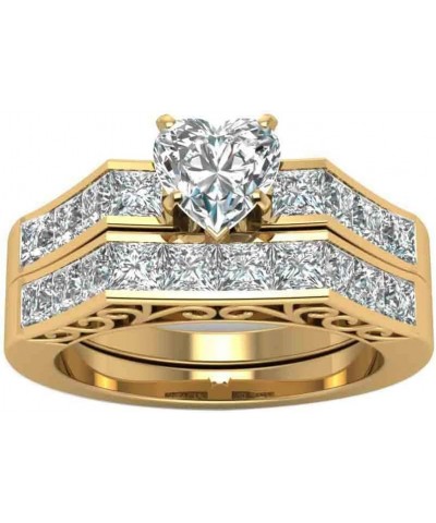 Bridal Sets Yellow Gold Plated Womens Wedding Ring Sets Princess Cut Cz Engagement Ring Sets gold4 $10.34 Sets