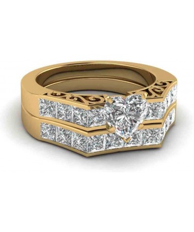 Bridal Sets Yellow Gold Plated Womens Wedding Ring Sets Princess Cut Cz Engagement Ring Sets gold4 $10.34 Sets