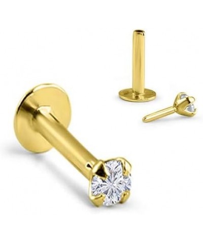 14k Solid Yellow Gold Threadless Push Pin Nose Ring Stud 1.5mm, 2mm, 2.5mm or 3mm Clear CZ 18G, 16G 1.5mm CZ - 5/16" Post $19...