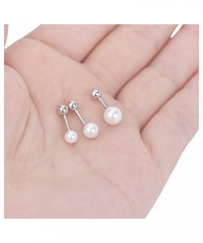 IPINK-3 Pcs 16G (1.2mm) Pearl Tragus Earring Piercing Stud Set Surgical Steel Cartilage Barbell $7.41 Body Jewelry