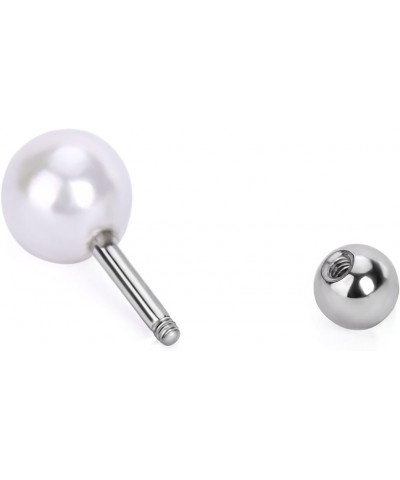 IPINK-3 Pcs 16G (1.2mm) Pearl Tragus Earring Piercing Stud Set Surgical Steel Cartilage Barbell $7.41 Body Jewelry