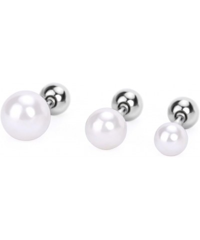 IPINK-3 Pcs 16G (1.2mm) Pearl Tragus Earring Piercing Stud Set Surgical Steel Cartilage Barbell $7.41 Body Jewelry