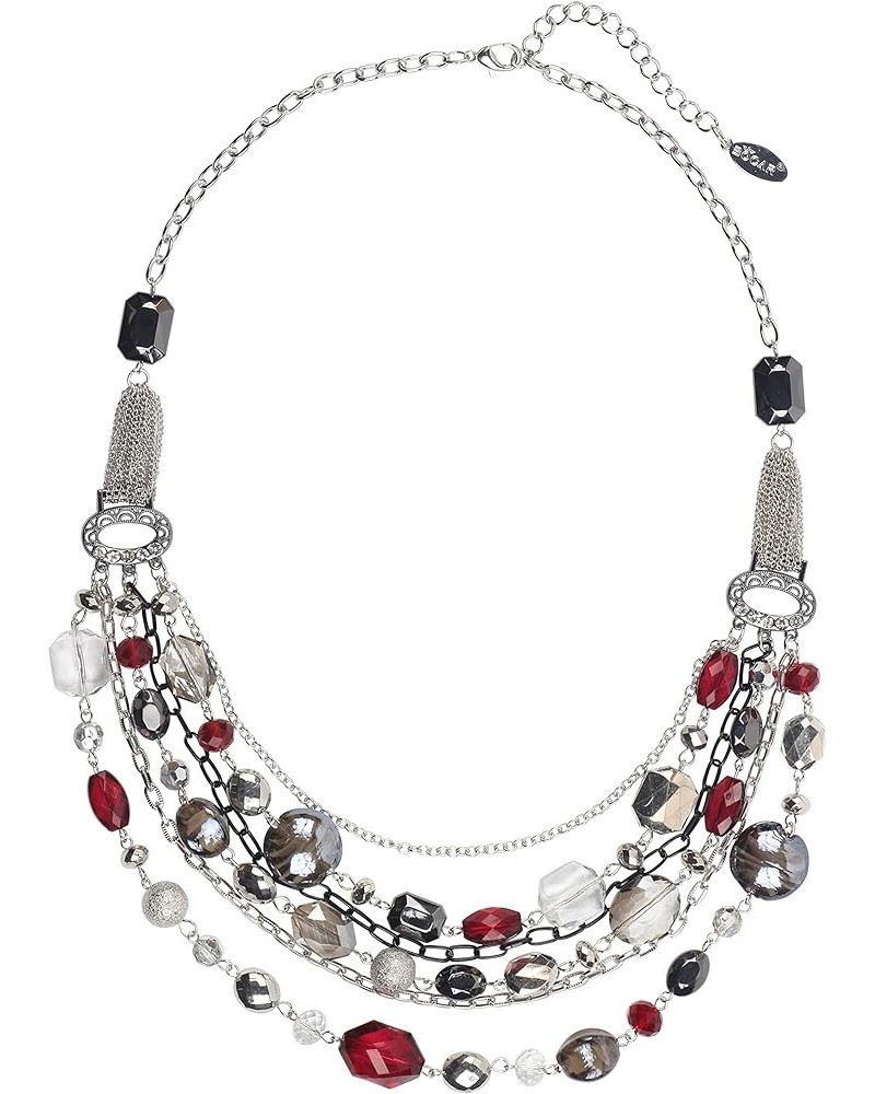 Newest Multi Layer Chain Crystal Colored Glaze Statement Women Strand Necklace red $17.69 Necklaces