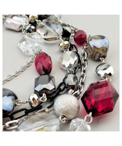 Newest Multi Layer Chain Crystal Colored Glaze Statement Women Strand Necklace red $17.69 Necklaces