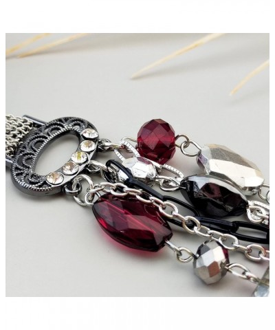 Newest Multi Layer Chain Crystal Colored Glaze Statement Women Strand Necklace red $17.69 Necklaces