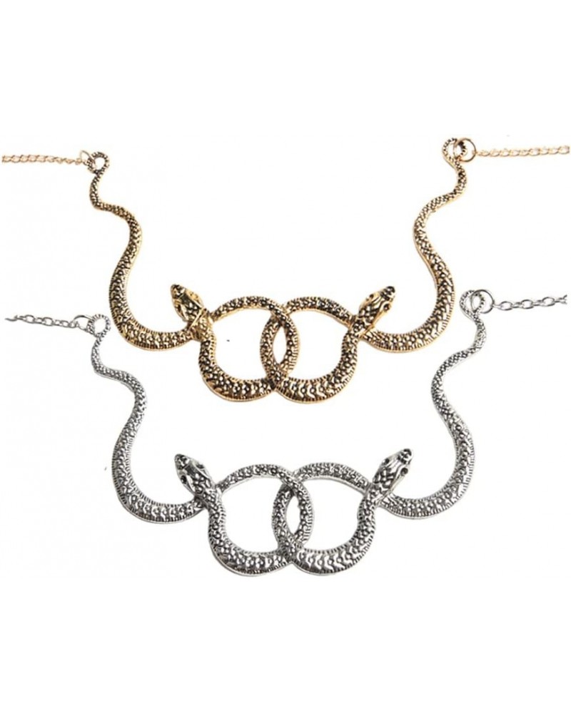 2Pcs Snake Necklace Snake Double Snake Necklace Serpent Necklace Snake Goddess Necklace $6.61 Necklaces