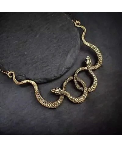 2Pcs Snake Necklace Snake Double Snake Necklace Serpent Necklace Snake Goddess Necklace $6.61 Necklaces