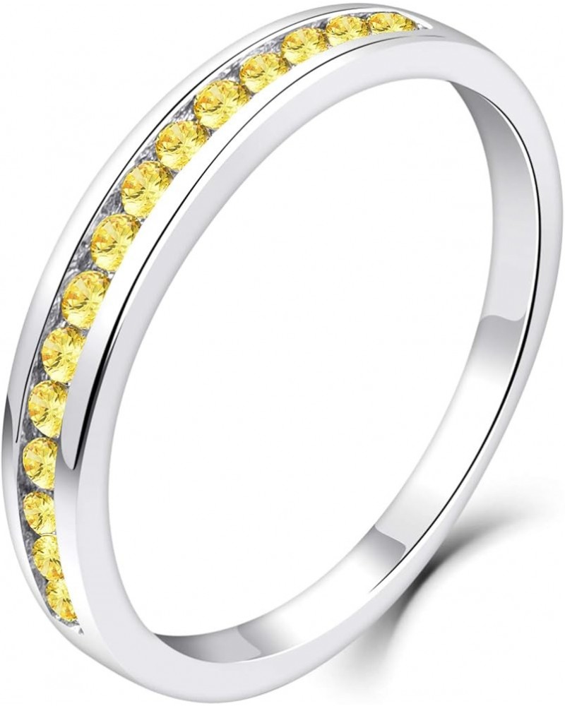 Stackable Ring 925 Sterling Silver Halo Birthstones Eternity Bands for Women 11-topaz-Nov $20.70 Rings